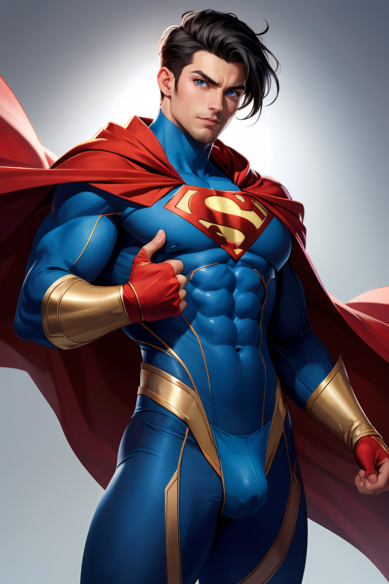 393791-1201466670-best quality, male focus, 1man, cape, superhero, muscular, black hair, pectorals, short hair, muscular male, red cape, bodysuit,.png